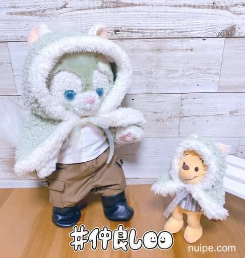 カスタムパーツ】ケープ（ポンチョ）のくま耳【ダッフィーサイズ