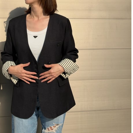 collarless jk・black