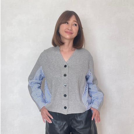 Knit shirt docking・gray
