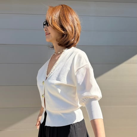 balloon cardigan・White