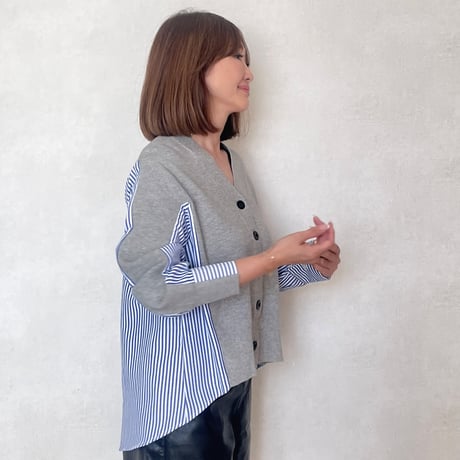 Knit shirt docking・gray
