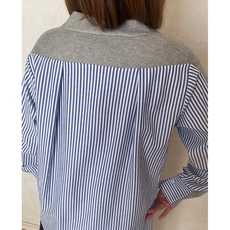 Knit shirt docking・gray