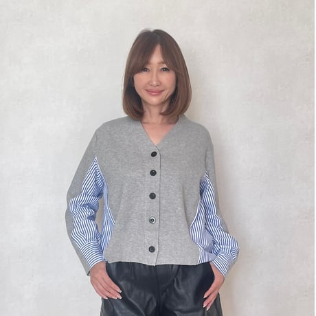 Knit shirt docking・gray
