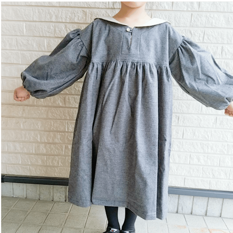ぽわん袖ブラウス・ワンピース 襟・半袖パーツ（120㎝）ダウンロード 