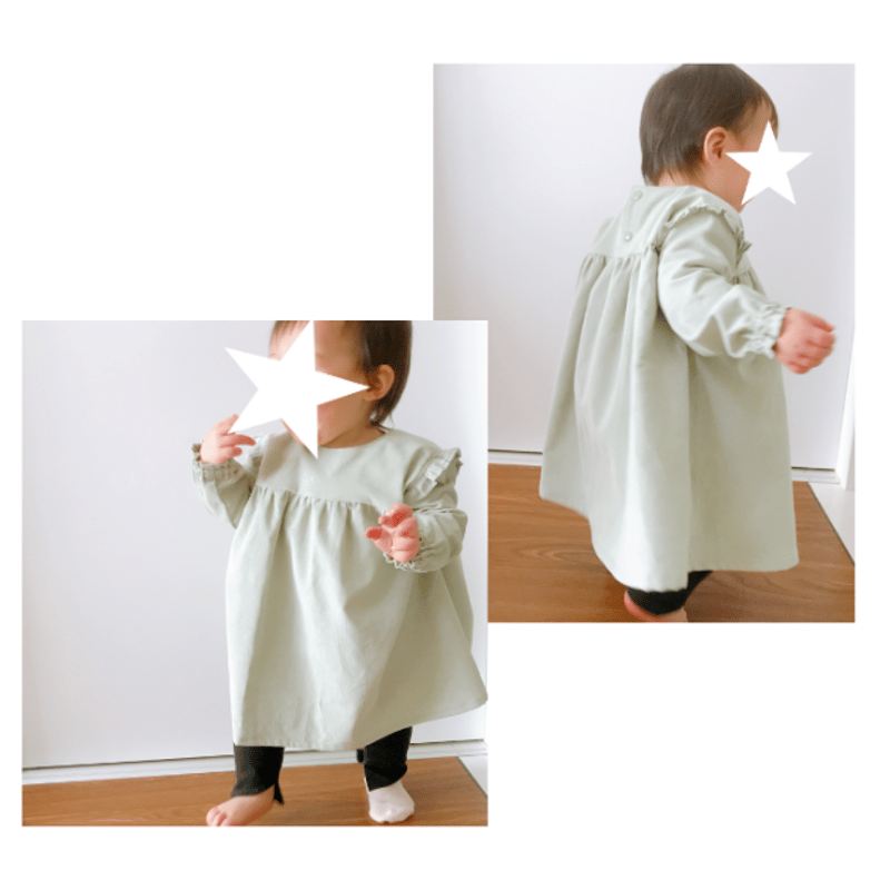 肩フリルヨークワンピース（90㎝）ダウンロード型紙 | Baby&Kids Handmade