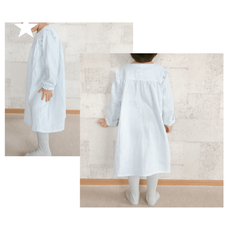 肩フリルヨークワンピース（120㎝）ダウンロード型紙 | Baby&Kids Handmade