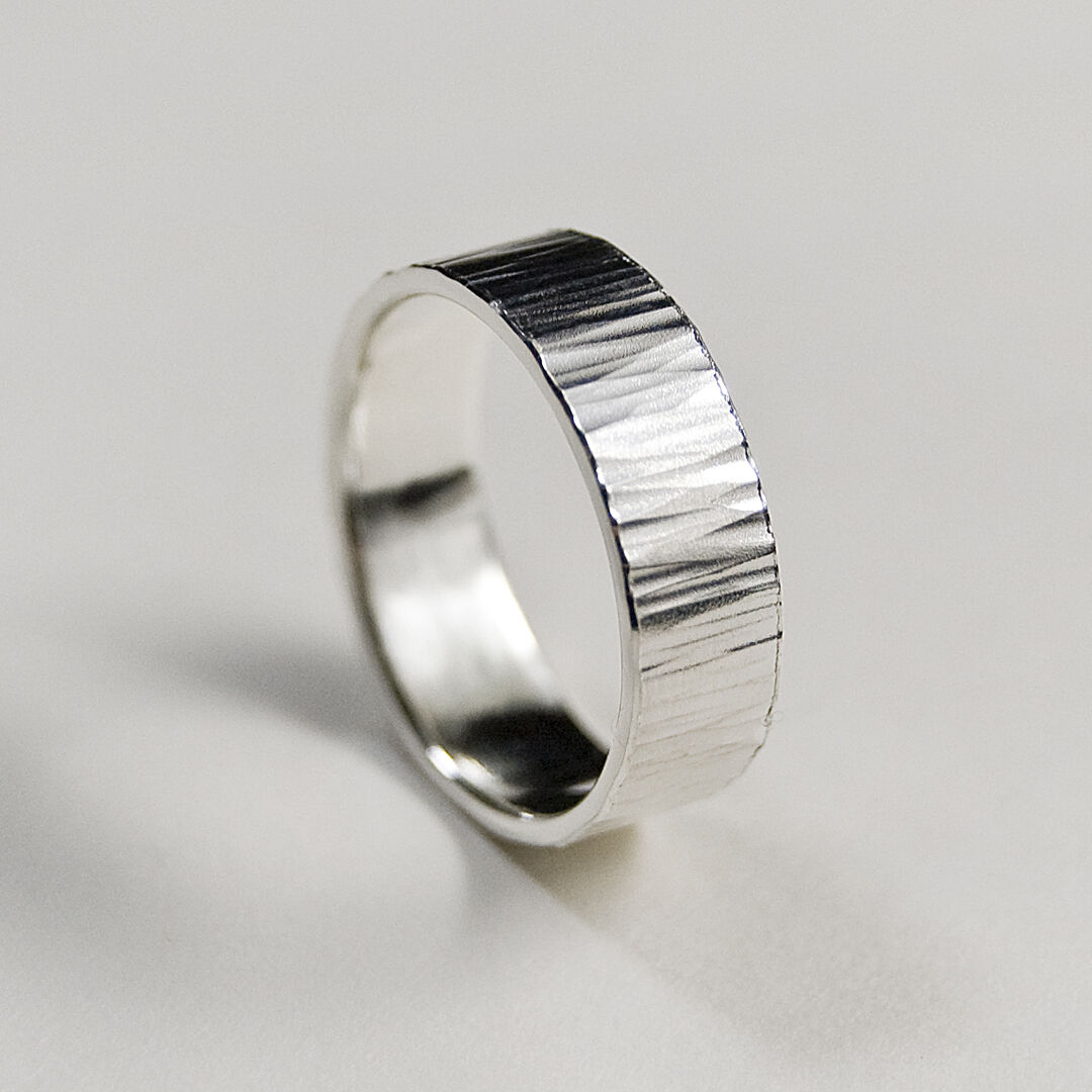 シルバーフラットリング 6.0mm幅 縦槌目 3号～27号｜WKS FLAT RING 6.0