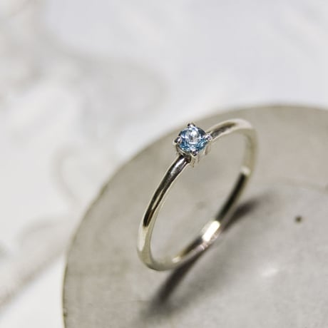 トパーズ アクアブルー ラウンド3mm シルバープレーンリング 1.5mm幅 鏡面｜W.K.W. TOPAZ AQUA BLUE RD3mm PLANE RING 1.5 sv mirror｜272
