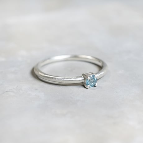 ブルージルコン ラウンド3mm シルバープレーンリング 1.5mm幅 つや消し 3号～21号｜WKC BLUE ZIRCON RD3mm PLAIN RING 1.5 sv matte｜FA-1065