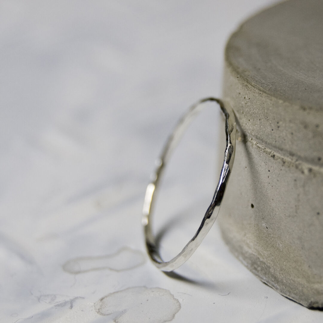 シルバープレーンリング 1.0mm幅 槌目 3号～27号｜WKS PLANE RING 1.0