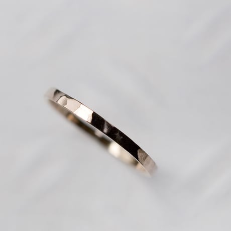 PGPピンクゴールドシンフラットリング 2.0mm幅 槌目 3号～27号｜WKH PGP THIN FLAT RING 2.0 bs hammer｜FA-758