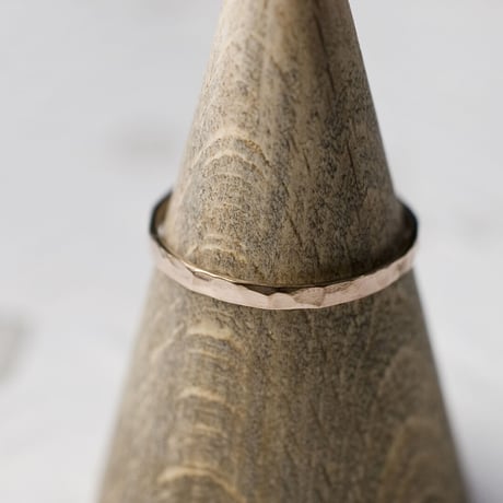 PGPピンクゴールドシンフラットリング 2.0mm幅 槌目 3号～27号｜WKH PGP THIN FLAT RING 2.0 bs hammer｜FA-758