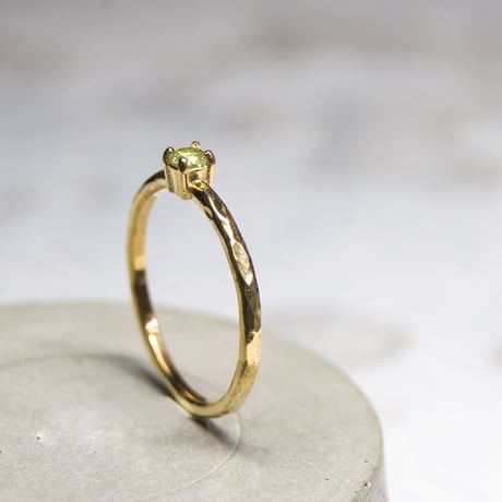 シトリン ラウンド3mm K24GPプレーンリング 1.5mm幅 槌目｜W.K.W. K24GP CITRINE RD3mm PLANE RING 1.5 sv hammer finish｜297