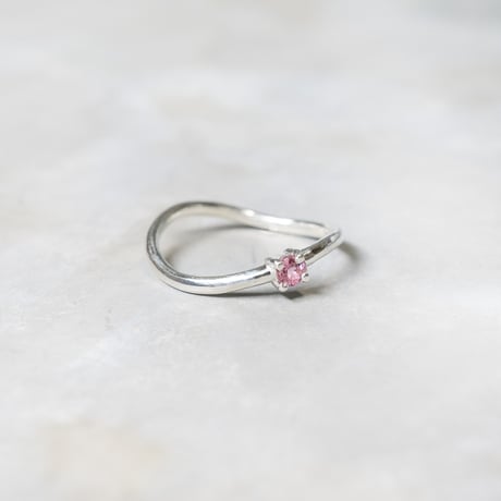 ピンクトルマリン ラウンド3mm シルバーウェーブプレーンリング 1.5mm幅 鏡面 3号～19号｜FA-1049