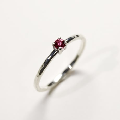 ロードライトガーネット ラウンド3mm シルバープレーンリング 1.5mm幅 槌目｜RHODOLITE GARNET RD3mm PLANE RING 1.5 sv hammer finish｜290