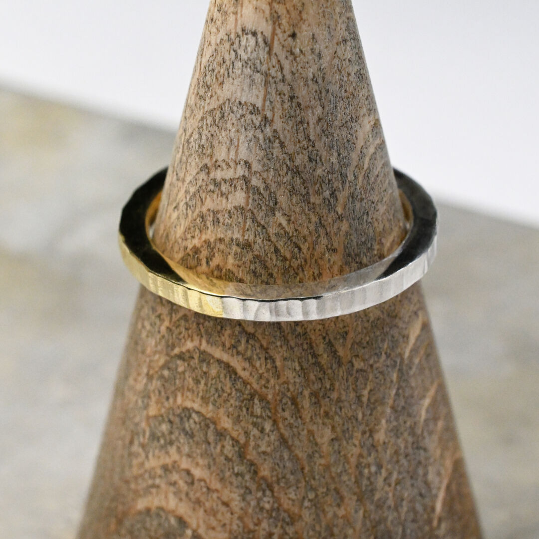 はし シルバー×真鍮バイカラーハーフシックフラットリング 2.0mm幅 つや消し