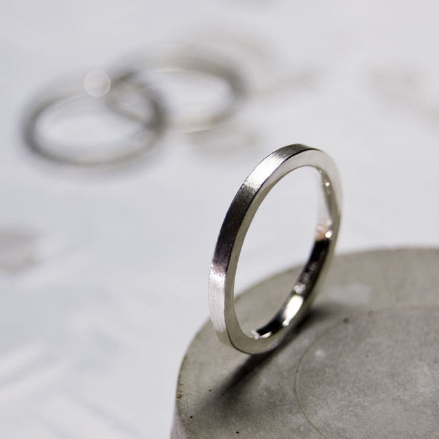 シルバーシックフラットリング 2.0mm幅 つや消し 3号～27号｜WKH THICK