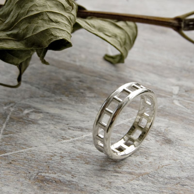 シルバーラダーリング 5.7mm幅 鏡面 3号～23号｜WKS LADDER RING 5.7