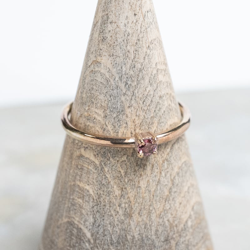 ピンクトルマリン ラウンド3mm PGPピンクゴールドプレーンリング