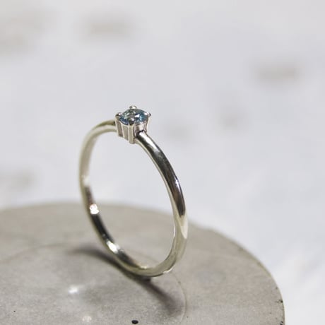 トパーズ アクアブルー ラウンド3mm シルバープレーンリング 1.5mm幅 鏡面｜W.K.W. TOPAZ AQUA BLUE RD3mm PLANE RING 1.5 sv mirror｜272
