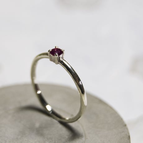 ロードライトガーネット ラウンド3mm シルバープレーンリング 1.5mm幅 鏡面 ｜WKW RHODOLITE GARNET RD3mm PLANE RING 1.5 sv mirror｜278