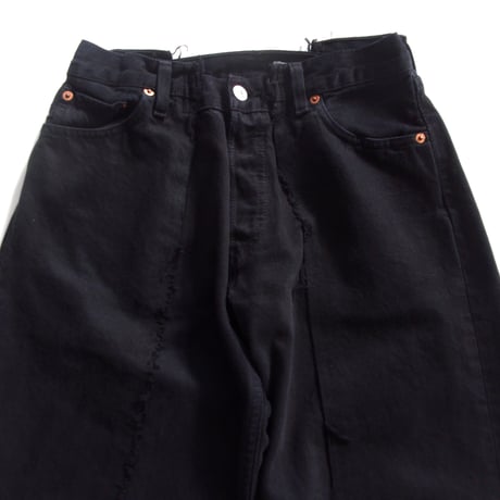 OLD PARK BAGGY JEANS -LADIES- BLACK - sizeXS / OP-426 / OLDPARK オールドパーク バギージーンズ　デニム ブラック XSサイズ レディース