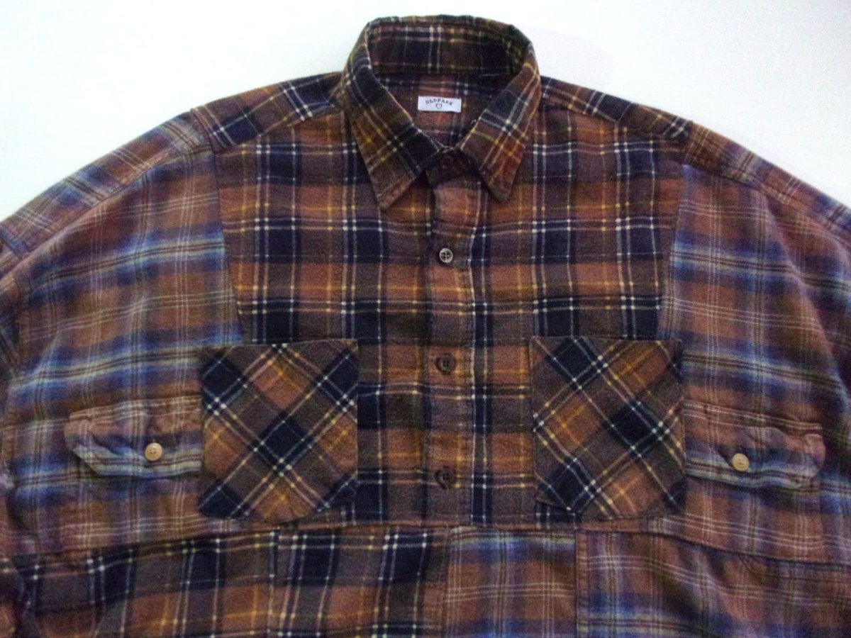OLD PARK HALF-BUTTON SHIRT FLANNNEL - sizeFREE
