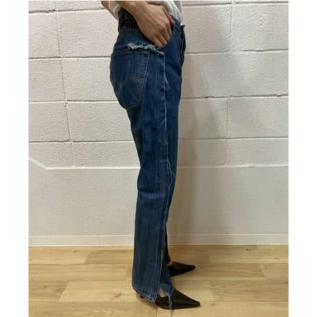 OLD PARK OVERLAY JEANS- BLUE - sizeM / OP-517 / OLDPARK オールドパーク オーバーレイジーンズ　デニム ブルー Mサイズ