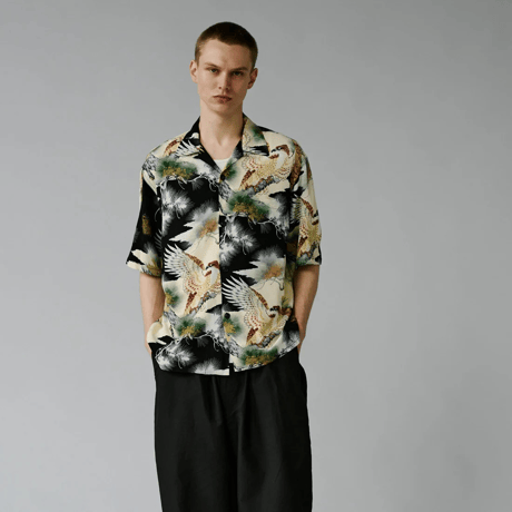 GOLD(ゴールド)   ALOHA SHIRT “KING OF THE SKY” / GL39545 /ゴールド レーヨン壁縮緬（かべちりめん）アロハシャツ