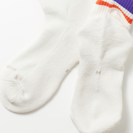 ROTOTO WASHI CUSHION STRIPE CREW SOCKS/ R1534 / ロトト 和紙　ストライプ クルーソックス