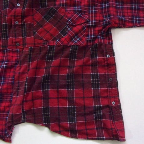 OLD PARK HALF-BUTTON SHIRT FLANNNEL - sizeFREE / OP-544 / OLDPARK オールドパーク ハーフボタン シャツ フランネル