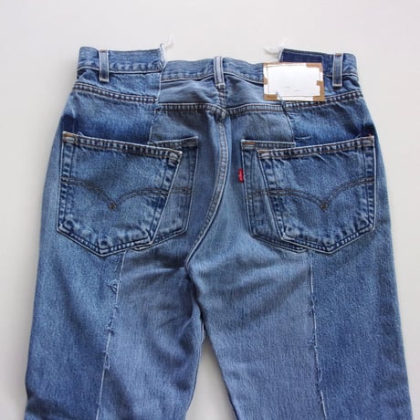 OLD PARK W POCKET FLARE JEANS - BLUE - sizeL / OP-432 / OLDPARK オールドパーク Wポケット フレアー ジーンズ  ブルー Lサイズ