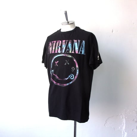 OLD PARK Zip Shoulder Tee #Vintage / OPT-17 / OLDPARK オールドパーク ジップショルダー Tシャツ NIRVANA