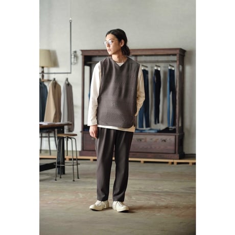 CURLY&co(カーリー) KNIT GEORGETTE 2TUCK PANTS / ニット ジョーゼット 2タック パンツ