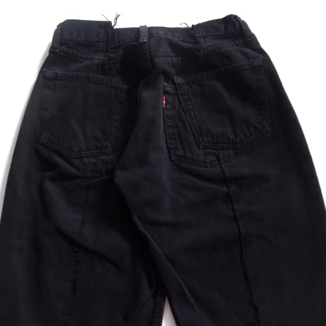 OLD PARK BAGGY JEANS -LADIES- BLACK - sizeXS / OP-426 / OLDPARK オールドパーク バギージーンズ　デニム ブラック XSサイズ レディース