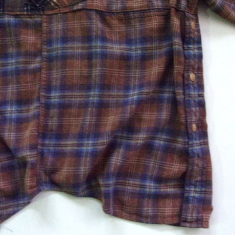 OLD PARK HALF-BUTTON SHIRT FLANNNEL - sizeFREE / OP-544 / OLDPARK オールドパーク ハーフボタン シャツ フランネル
