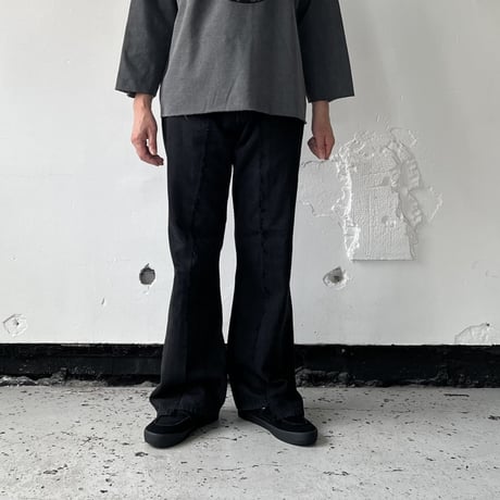 OLD PARK W POCKET FLARE JEANS - BLACK - sizeL / OP-432 / OLDPARK オールドパーク Wポケット フレアー ジーンズ  ブラック Lサイズ