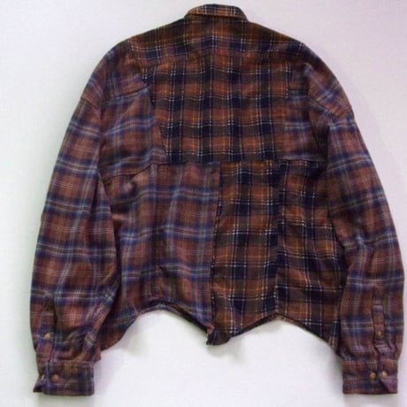 OLD PARK HALF-BUTTON SHIRT FLANNNEL - sizeFREE / OP-544 / OLDPARK オールドパーク ハーフボタン シャツ フランネル