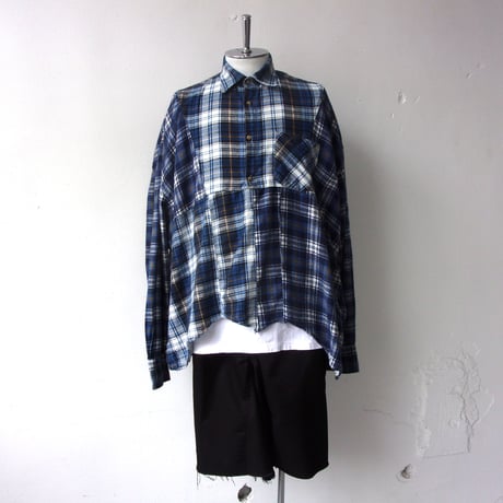 OLD PARK HALF-BUTTON SHIRT FLANNNEL - sizeFREE / OP-544 / OLDPARK オールドパーク ハーフボタン シャツ フランネル
