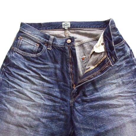 GOLD / GL42621H / RECYCLED WASTE SUVIN COTTON YARN 11.5oz. DENIM 5POCKET WIDE PANTS VINTAGE WASHED