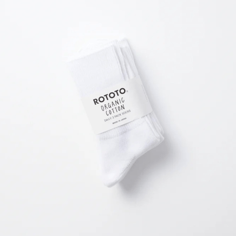 ROTOTO ORGANIC DAILY 3 PACK RIBBED CREW SOCKS / R1427-222 / ロトト オーガニック　3足パック クルーソックス
