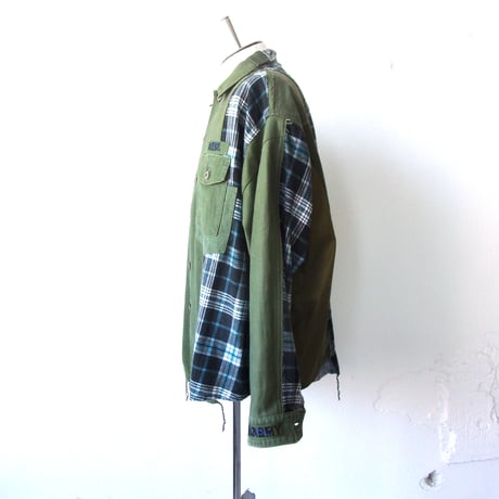 OLDPARK BAGGY SHIRT FLANNEL/MILITARY / OP-549 / OLDPARK オールドパーク バギーシャツ フランネル/ミリタリー