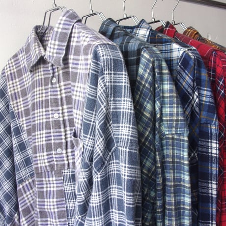 OLD PARK HALF-BUTTON SHIRT FLANNNEL - sizeFREE / OP-544 / OLDPARK オールドパーク ハーフボタン シャツ フランネル