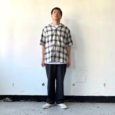 AVontade Open Collar Shirts SS -Cotton/Rayon Shadow Check-VTD-0383-SH アボンタージ オープンカラーシャツ チェック【2026SS】
