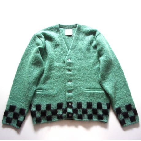 TODAY edition CHECKER MOHAIR CARDIGAN -BLUE- / P-005 / トゥデイエディション チェッカー モヘアカーディガン-ブルー