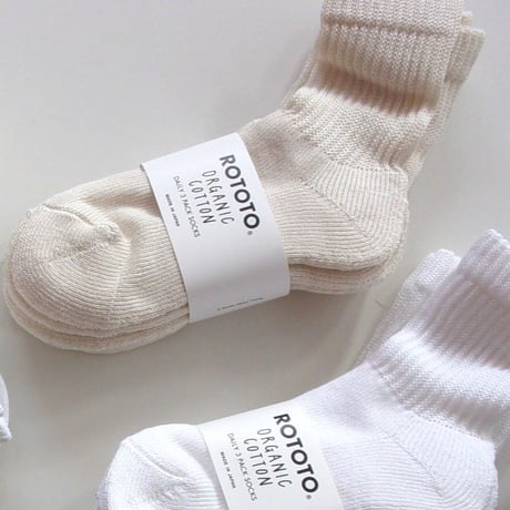 ROTOTO ORGANIC DAILY 3 PACK MINI CREW SOCKS / R1522-241 / オーガニック デイリー ３パック ミニクルーソックス