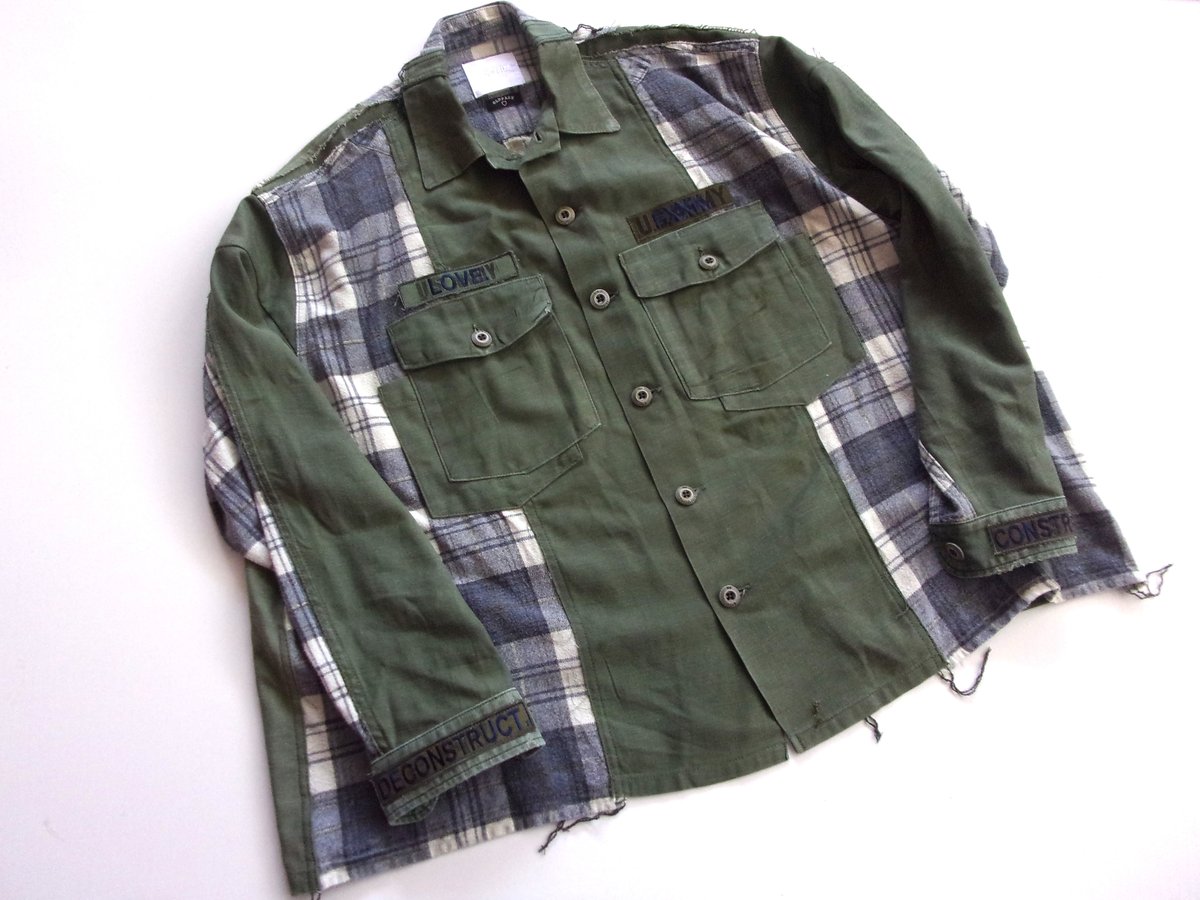 OLDPARK BAGGY SHIRT FLANNEL/MILITARY / OP-549 /