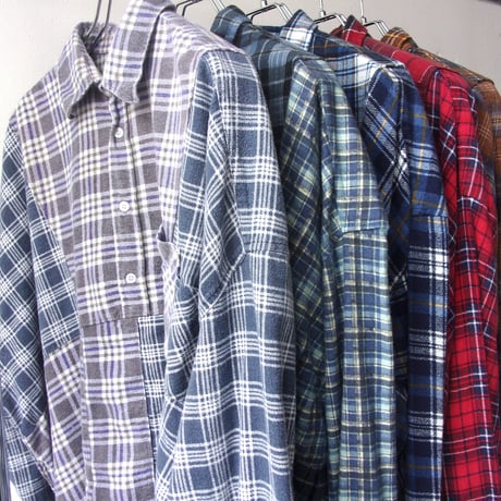 OLD PARK HALF-BUTTON SHIRT FLANNNEL - sizeFREE / OP-544 / OLDPARK オールドパーク ハーフボタン シャツ フランネル