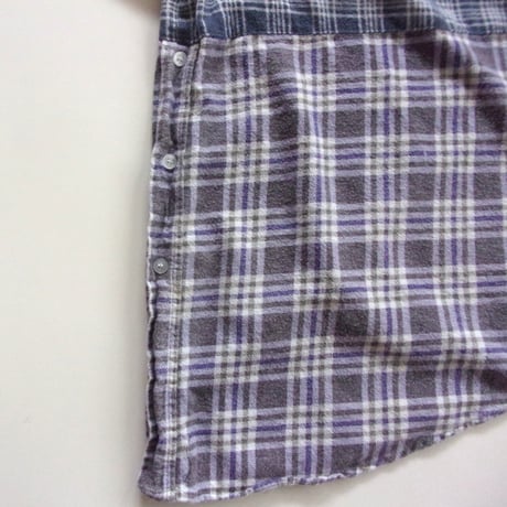 OLD PARK HALF-BUTTON SHIRT FLANNNEL - sizeFREE / OP-544 / OLDPARK オールドパーク ハーフボタン シャツ フランネル