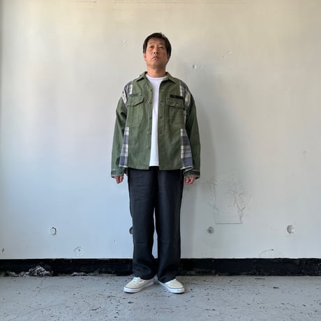 OLDPARK BAGGY SHIRT FLANNEL/MILITARY / OP-549 / OLDPARK オールドパーク バギーシャツ フランネル/ミリタリー